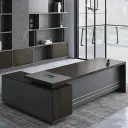 Office Dark Wood Executive Desk - Maoters thumbnail 1