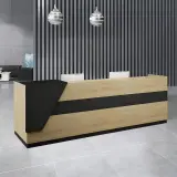Modern Asymmetrical Wood Front Desk - Maoters thumbnail 4