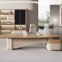 Modern Curved L-Shaped Executive Office Desk - Maoters thumbnail 3