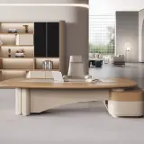 Modern Curved L-Shaped Executive Office Desk - Maoters thumbnail 3