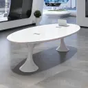 White Oval Small Negotiation Table - Maoters thumbnail 1