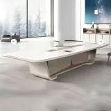 Bright Boardroom Curved White Conference Table - Maoters thumbnail 1