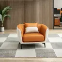 Luxury Leather Office Sofa – Compact Casual Orange thumbnail 1