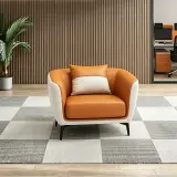 Luxury Leather Office Sofa – Compact Casual Orange thumbnail 1