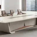 Bright Boardroom Curved White Conference Table - Maoters thumbnail 9
