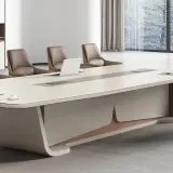 Bright Boardroom Curved White Conference Table - Maoters thumbnail 9