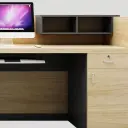 Modern Asymmetrical Wood Front Desk - Maoters thumbnail 12