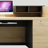 Modern Asymmetrical Wood Front Desk - Maoters thumbnail 12