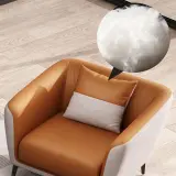 Luxury Leather Office Sofa – Compact Casual Orange thumbnail 9