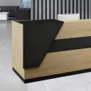 Modern Asymmetrical Wood Front Desk - Maoters thumbnail 11