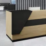 Modern Asymmetrical Wood Front Desk - Maoters thumbnail 11