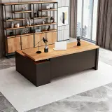 Industrial-Style Solid Wood Executive Desk - Maoters thumbnail 1