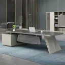 Modern Wood Executive Desk with Side Cabinet - Maoters thumbnail 1