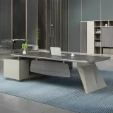 Modern Wood Executive Desk with Side Cabinet - Maoters thumbnail 1