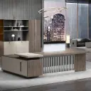 Luxury Office Wood Textured Executive Desk - Maoters thumbnail 1