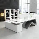 Curved Wave Shape Gloss Executive Desk - Maoters thumbnail 1