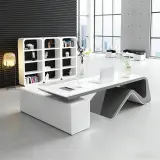 Curved Wave Shape Gloss Executive Desk - Maoters thumbnail 1