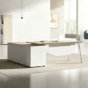 Light Wood L-Shaped Manager Executive Desk - Maoters thumbnail 1