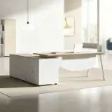 Light Wood L-Shaped Manager Executive Desk - Maoters thumbnail 1