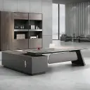 Lacquered Laminate Executive Desk - Maoters thumbnail 1