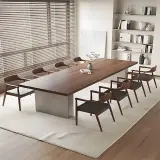 Minimalist Modern Wood Conference Table for Office Boardroom - Maoters thumbnail 2
