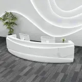 Modern Curved White Reception Desk for Offices - Maoters thumbnail 1