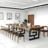 Modern Wood Conference Table with Metal Legs - Maoters thumbnail 3