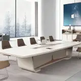 Bright Boardroom Curved White Conference Table - Maoters thumbnail 3