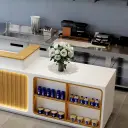 Coffee Shop Wood Slat Reception Desk - Maoters thumbnail 13