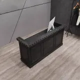 Retro Dark Wood Reception Desk - Maoters thumbnail 2