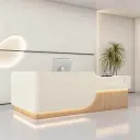Soft Curve Two Tone Office Front Desk - Maoters thumbnail 2