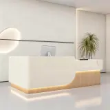 Soft Curve Two Tone Office Front Desk - Maoters thumbnail 2