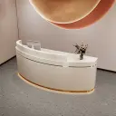 Curved Gold Trim LED Reception Desk - Maoters thumbnail 2
