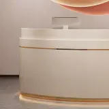 Curved Gold Trim LED Reception Desk - Maoters thumbnail 8