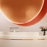 Curved Gold Trim LED Reception Desk - Maoters thumbnail 9