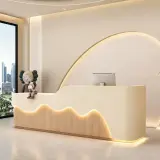 Wood Wavy Contour Front Desk - Maoters thumbnail 2