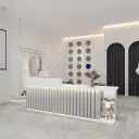 Modern Fluted Retail Reception Desk with LED - Maoters thumbnail 2