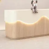 Wood Wavy Contour Front Desk - Maoters thumbnail 10