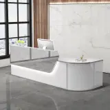 Modern Split Curve Office Front Desk - Maoters thumbnail 2