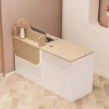 Offset Curved Wood LED Reception Desk - Maoters thumbnail 2