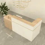 L-Shaped Reception Desk with Fluted Panel - Maoters thumbnail 2