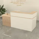 L-Shaped Reception Desk with Fluted Panel - Maoters thumbnail 1