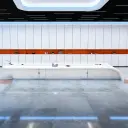Innovative Large White Lacquered Conference Table thumbnail 1