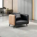 Wood Grain Leather Sofa - Maoters thumbnail 1