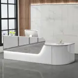 Modern Split Curve Office Front Desk - Maoters thumbnail 1