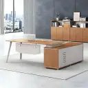 Wood Panel Modern Executive Desk - Maoters thumbnail 1