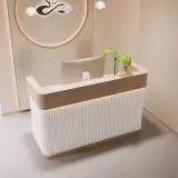 Light Wood Rounded Corner Service Counter - Maoters thumbnail 2