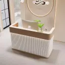 Light Wood Rounded Corner Service Counter - Maoters thumbnail 2