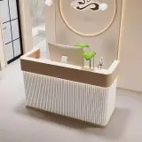 Light Wood Rounded Corner Service Counter - Maoters thumbnail 2