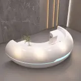 Fiberglass Reception Desk with LED Lights & Baking Paint thumbnail 3